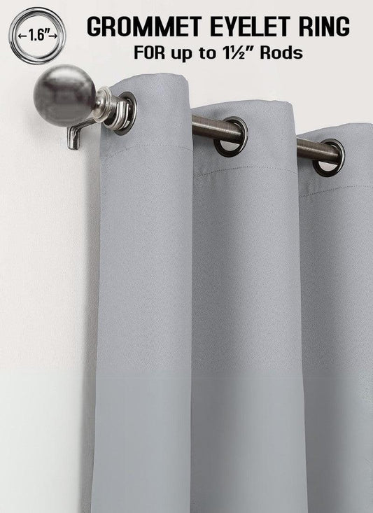 Thermal Thick Blackout Eyelet Ring Curtain - Blackout Curtains Silver