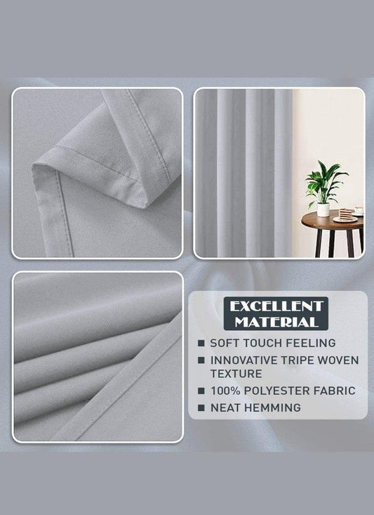 Thermal Thick Blackout Eyelet Ring Curtain - Blackout Curtains Silver