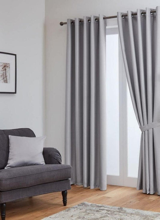 Thermal Thick Blackout Eyelet Ring Curtain - Blackout Curtains Silver