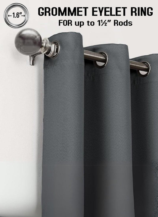 Thermal Thick Blackout Eyelet Ring Curtain - Blackout Curtains - Charcoal