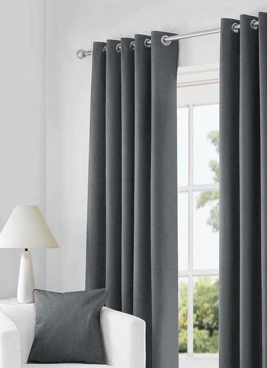 Thermal Thick Blackout Eyelet Ring Curtain - Blackout Curtains - Charcoal