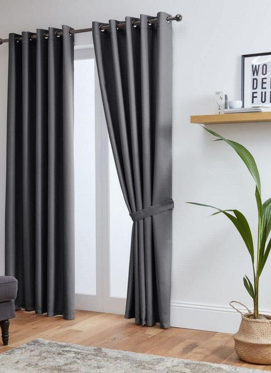 Thermal Thick Blackout Eyelet Ring Curtain - Blackout Curtains - Charcoal