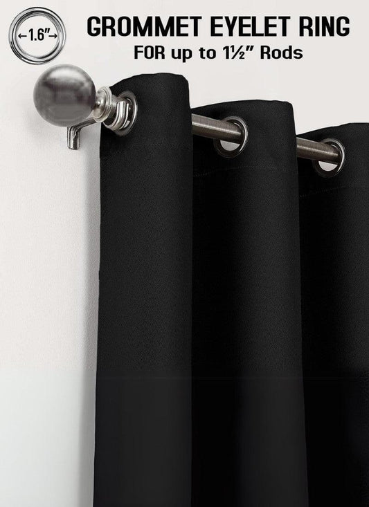 Thermal Thick Blackout Eyelet Ring Curtain - Blackout Curtains Black