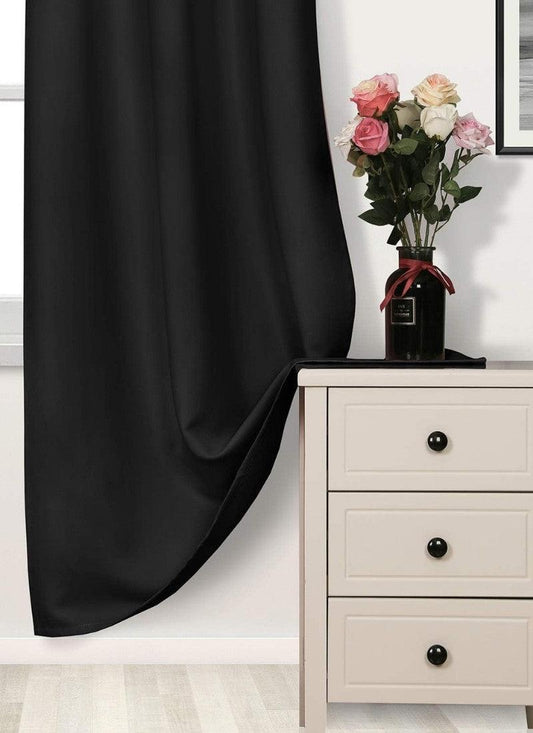 Thermal Thick Blackout Eyelet Ring Curtain - Blackout Curtains Black