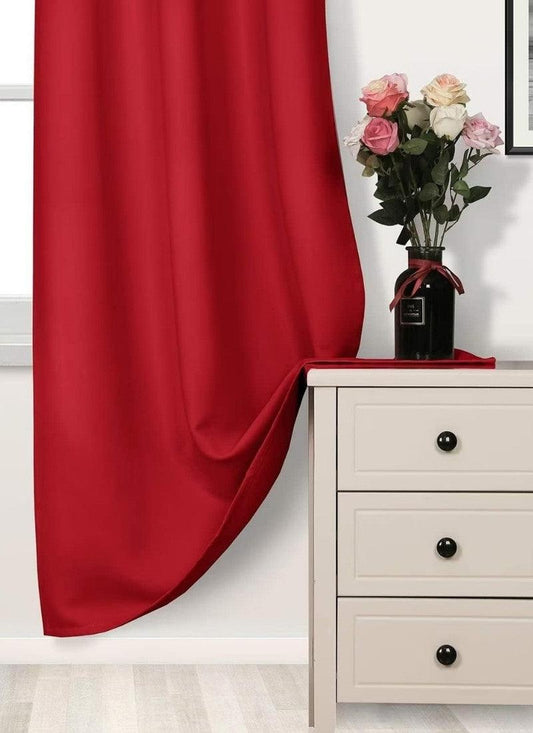 Thermal Thick Blackout Eyelet Ring Curtain - Blackout Curtains - Red