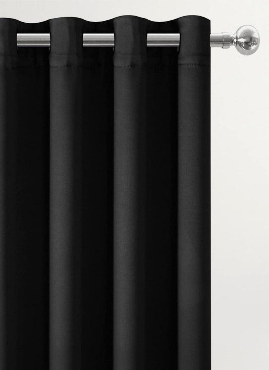 Thermal Thick Blackout Eyelet Ring Curtain - Blackout Curtains Black