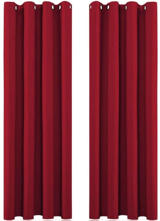 Thermal Thick Blackout Eyelet Ring Curtain - Blackout Curtains - Red