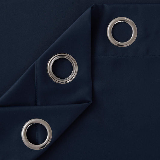 Thermal Thick Blackout Eyelet Ring Curtain - Blackout Curtains Navy Blue Curtains High Living 