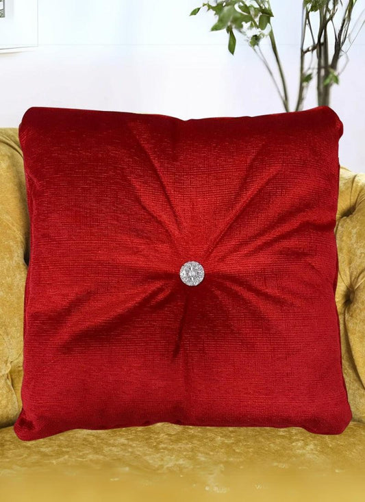 Teddy Bear Cushion with Diamante Button Square Filled  17 inch Panache Havana