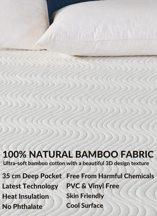Mattress Protector Silver ion Antibacterial Treated Soft Breathable Waterproof 3D Air Layer Bamboo Fabric Cover Topper Pad