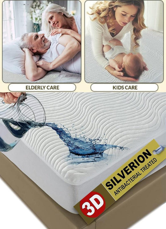 Mattress Protector Silver ion Antibacterial Treated Soft Breathable Waterproof 3D Air Layer Bamboo Fabric Cover Topper Pad