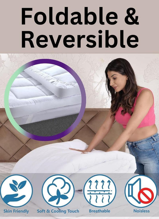 High Living Microfiber Mattress Topper 4 Inch/10cm Luxury Full Size Bed  Soft  Firm Pad, Box Stitched Elasticated Corner Straps