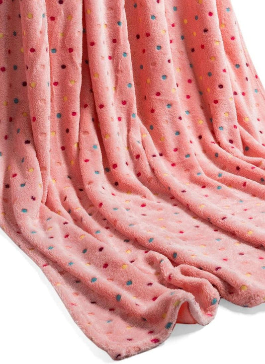 Teddy Bear Fleece Blanket Throw, Lightweight Polka Dot Blankets for Sofa,Couch,Bed,Super Soft Cozy