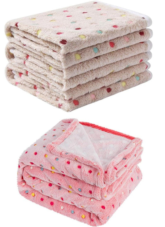 Teddy Bear Fleece Blanket Throw, Lightweight Polka Dot Blankets for Sofa,Couch,Bed,Super Soft Cozy