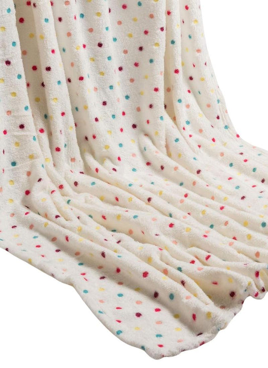 Teddy Bear Fleece Blanket Throw, Lightweight Polka Dot Blankets for Sofa,Couch,Bed,Super Soft Cozy
