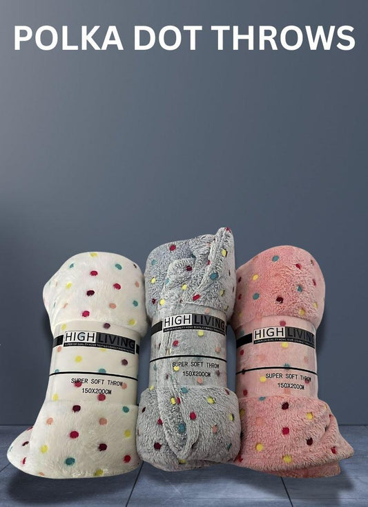 Teddy Bear Fleece Blanket Throw, Lightweight Polka Dot Blankets for Sofa,Couch,Bed,Super Soft Cozy
