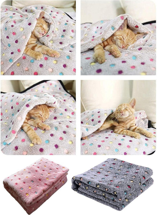 Teddy Bear Fleece Blanket Throw, Lightweight Polka Dot Blankets for Sofa,Couch,Bed,Super Soft Cozy