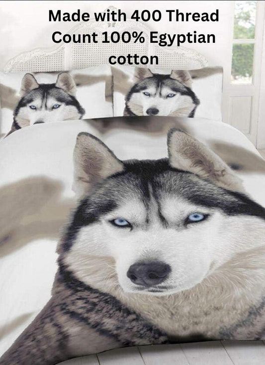 Microfiber Duvet Cover Set 3D Wolf Printed Egyptian Cotton Bedding Quilt Cover Set, with Pillow Cases Soft & Breathable, All Sizes