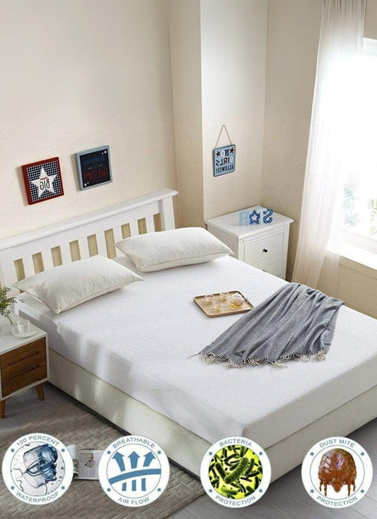 Teddy Bear Waterproof Fitted Bedsheets, TerryTowel Mattress Protector Topper Cover Non Noisy Breathable