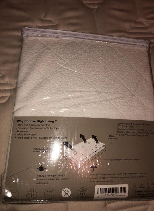 Waterproof Premium Bamboo Quilted Mattress Protector - Non Noisy Bed Bug Proof - Diamond Shape