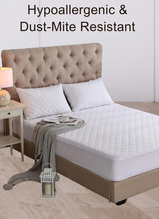 Waterproof Premium Bamboo Quilted Mattress Protector - Non Noisy Bed Bug Proof - Diamond Shape