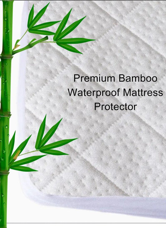 Waterproof Premium Bamboo Quilted Mattress Protector - Non Noisy Bed Bug Proof - Diamond Shape