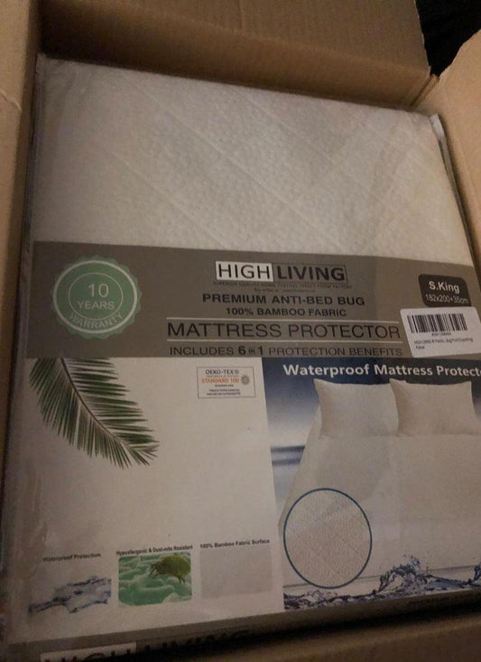 Waterproof Premium Bamboo Quilted Mattress Protector - Non Noisy Bed Bug Proof - Diamond Shape